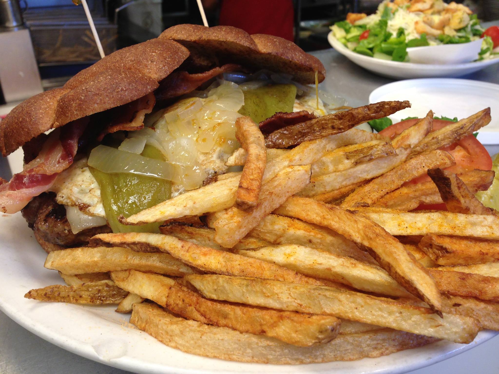 Clancy's burger with hand-cut fries